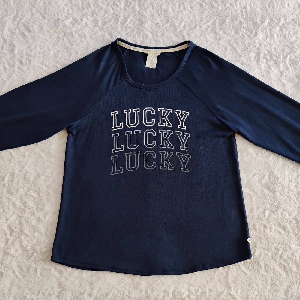 Lucky Brand Long Sleeve Logo Pajama Top